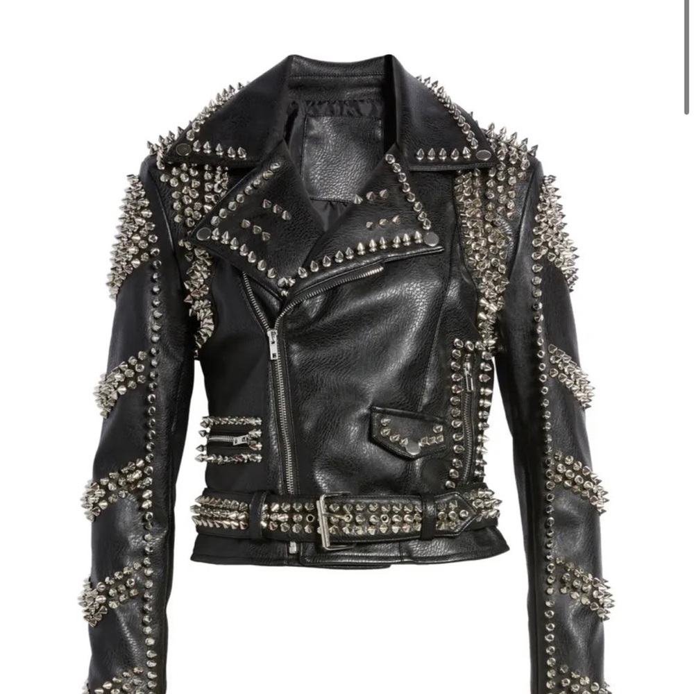Azalea Wang Studded leather Moto Jacket